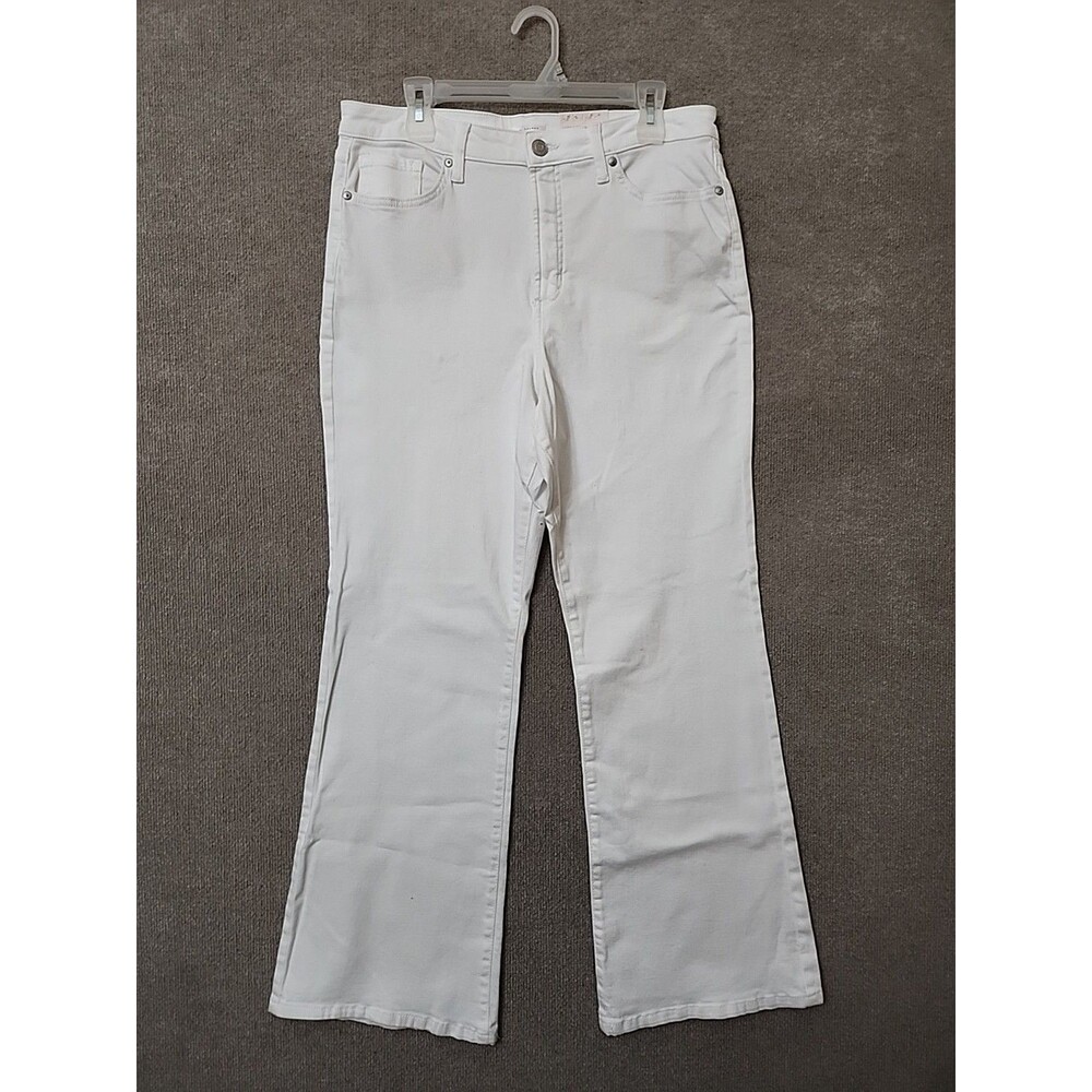 LC Lauren Conrad Flared Leg Jeans Womens 16 White Super High Rise Stretch NEW